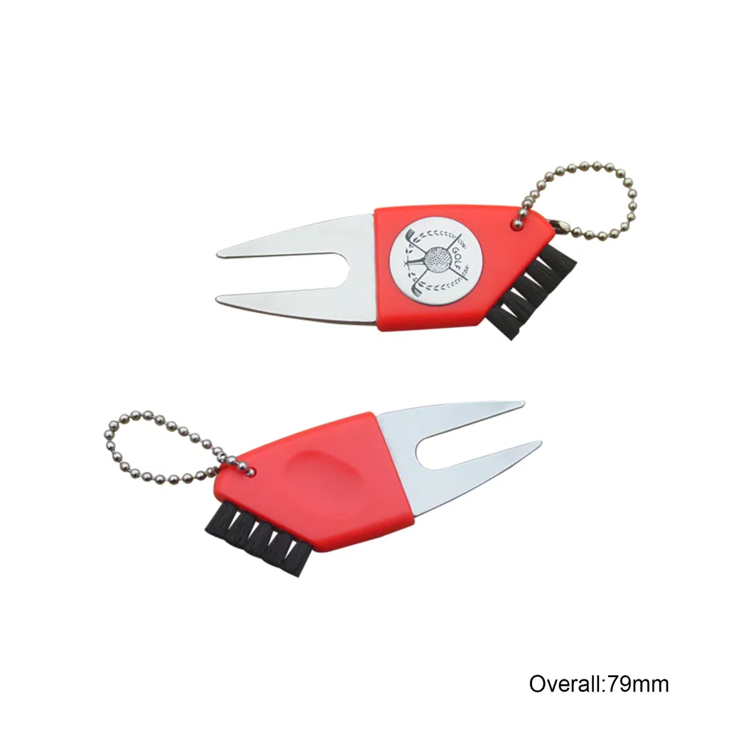 Multi Function Tool Golf Divot Tool with Brush & Ball Chain (#683)