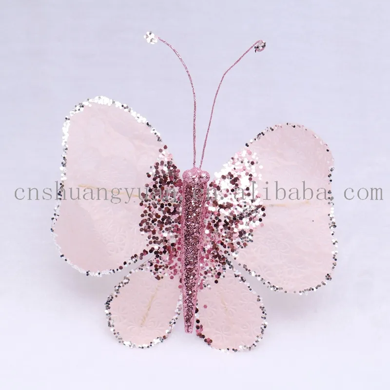 New Design Christmas Shiny Dragonfly Butterfly for Holiday Wedding Party Decoration Supplies Hook Ornament Craft Gifts