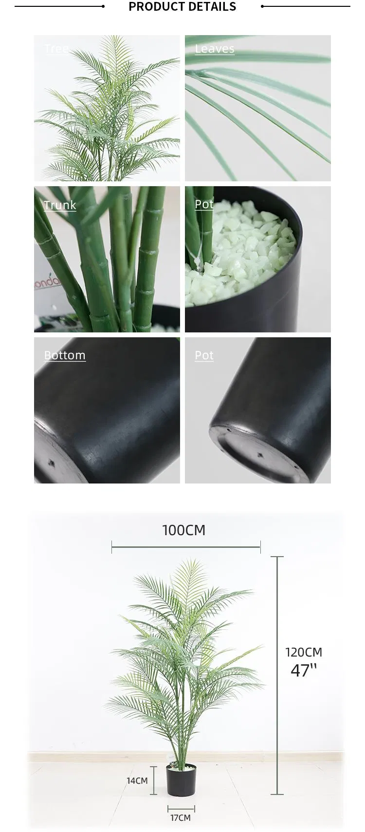 New Designed Plastic Artificial Plant Artificial Palm Leaf Trees for Indoor Decoration