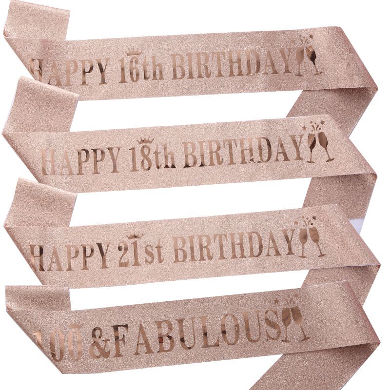New Happy Birthday Headband with Glitter Cloth Happy Birthday Strap Etiquette Belt