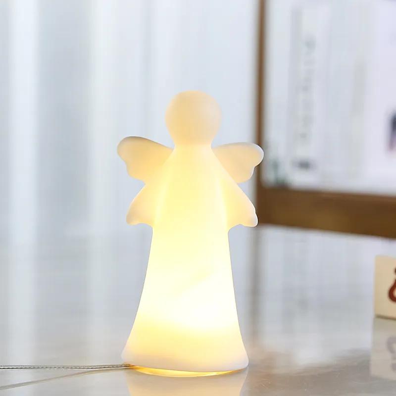 Nice Ceramic Praying Chrismtmas Holiday Wedding Party LED Light Home Decor Decoration Nativity and Porcelain Decorative Hand-Painted Wings Angel