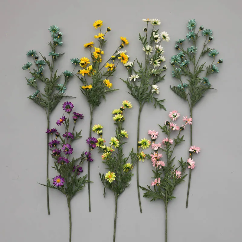 Office Home Decoration Colorful Artificial Lilac Wild Daisy Table Arrangement