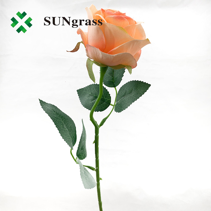 Orange Rose Flower Artificial Plants Crafted for Home Wedding Occasion Decoration