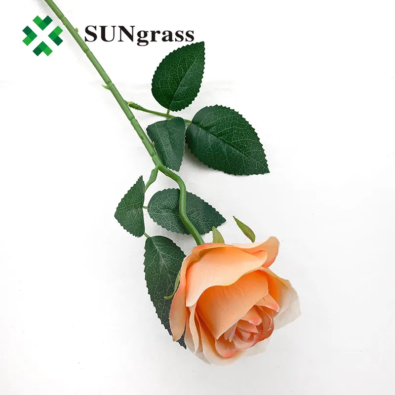 Orange Rose Flower Artificial Plants Crafted for Home Wedding Occasion Decoration