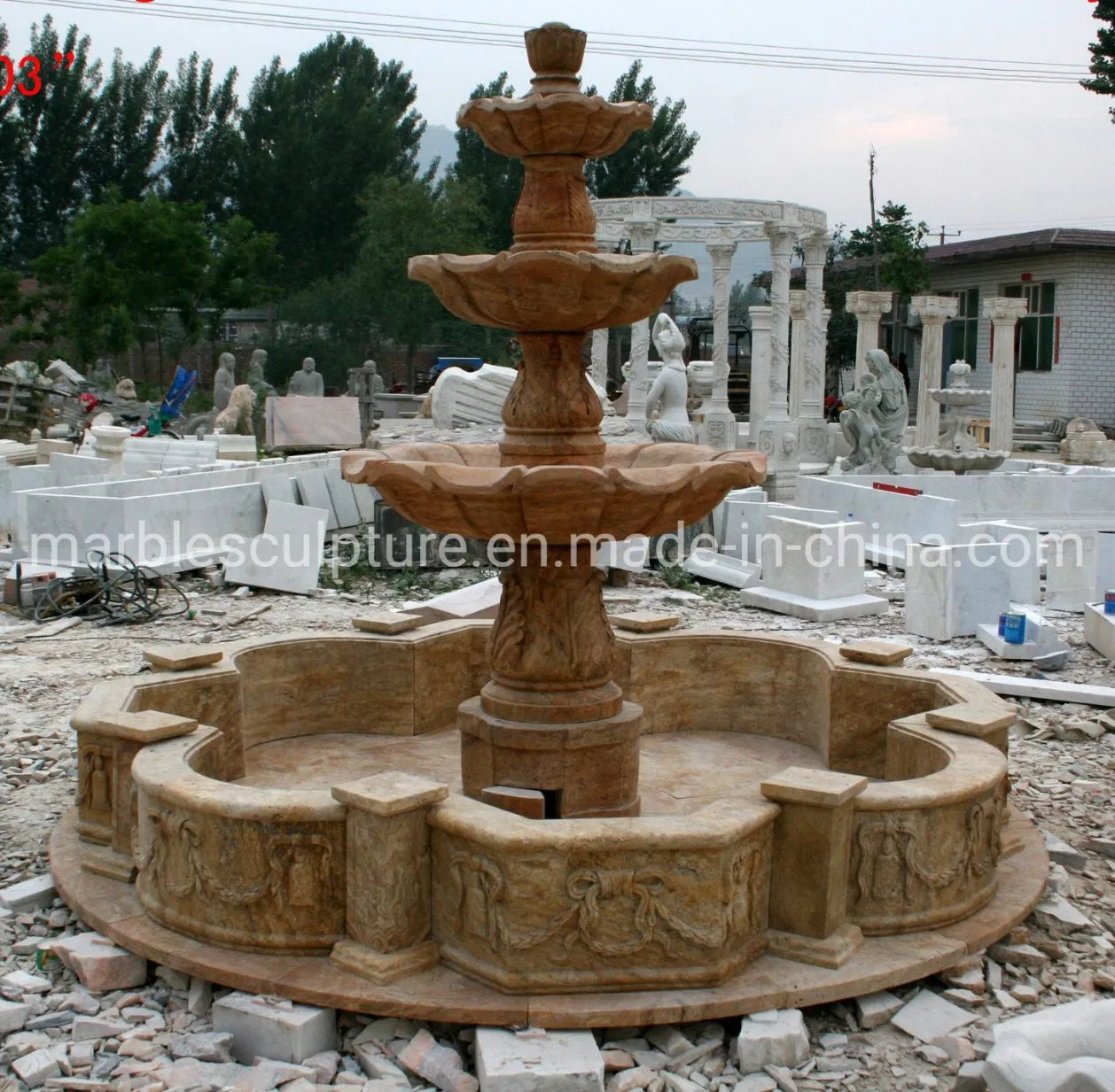 Ornamental Hand Carved Outdoor Stone Marble Water Fountain (SYF- 089 )