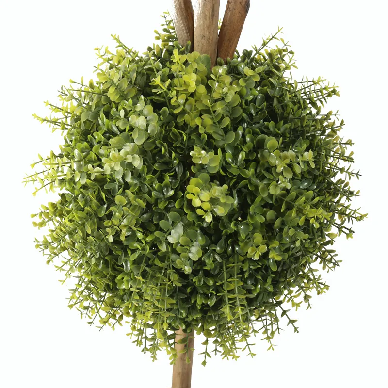 Outdoor Decoration Artificial Bonsai Tree Large Greenery with Pot Three Ball Bonsai for Garden Decor