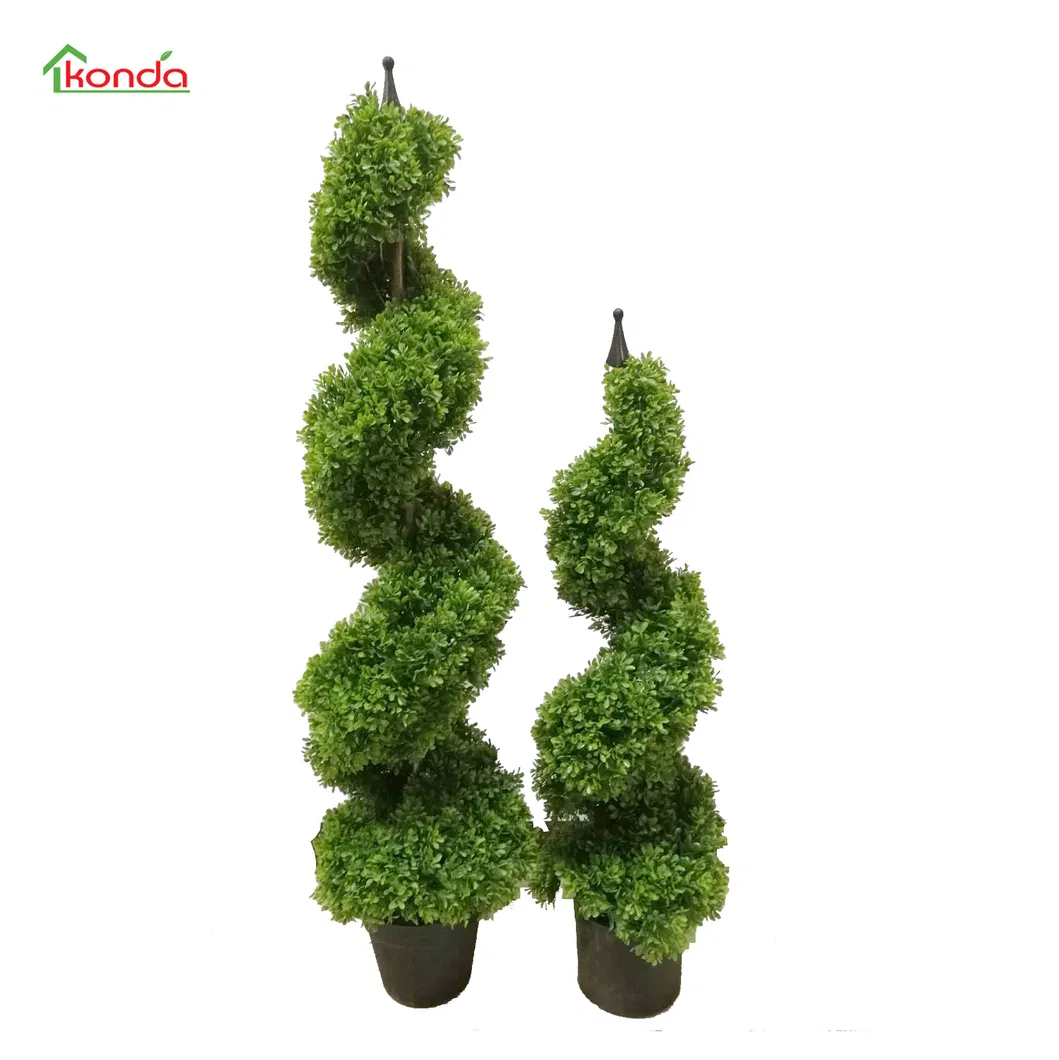 Outdoor Plastic Artificial Boxwood Spiral Topiary Artificial Spiral Tree Plant