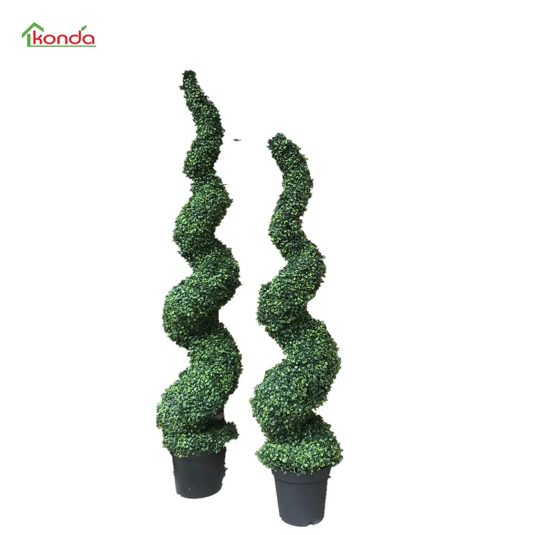 Outdoor Plastic Artificial Boxwood Spiral Topiary Artificial Spiral Tree Plant