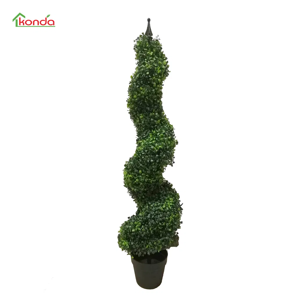 Outdoor Plastic Artificial Boxwood Spiral Topiary Artificial Spiral Tree Plant