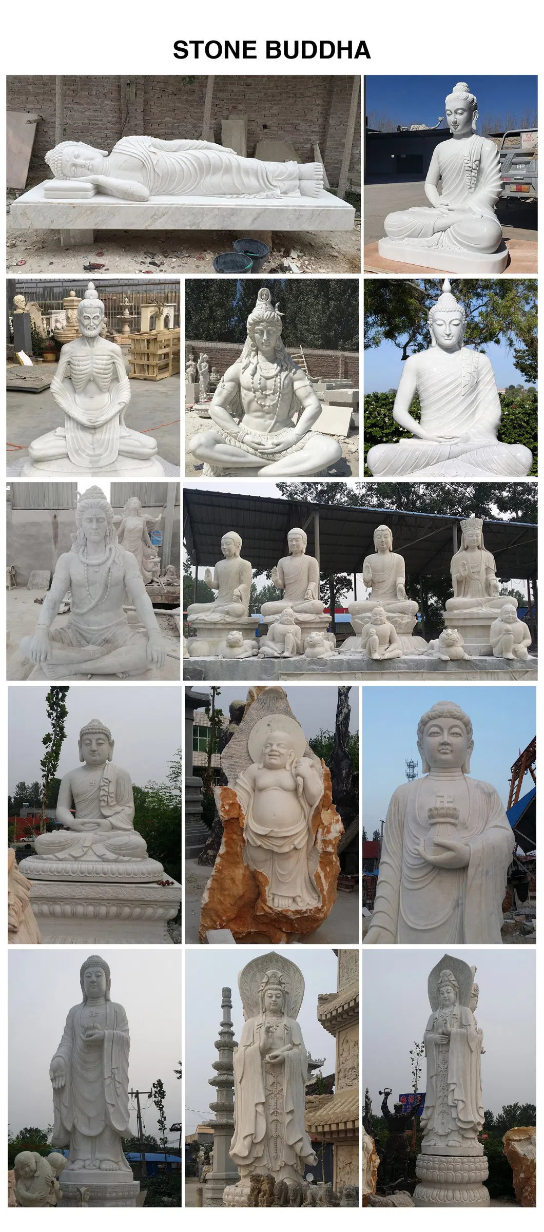 Outdoor Stone Sakyamuni Zen Budda Statue Garden Marble Lord Buddha Statues