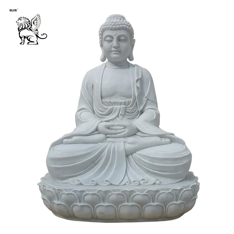 Outdoor Stone Sakyamuni Zen Budda Statue Garden Marble Lord Buddha Statues