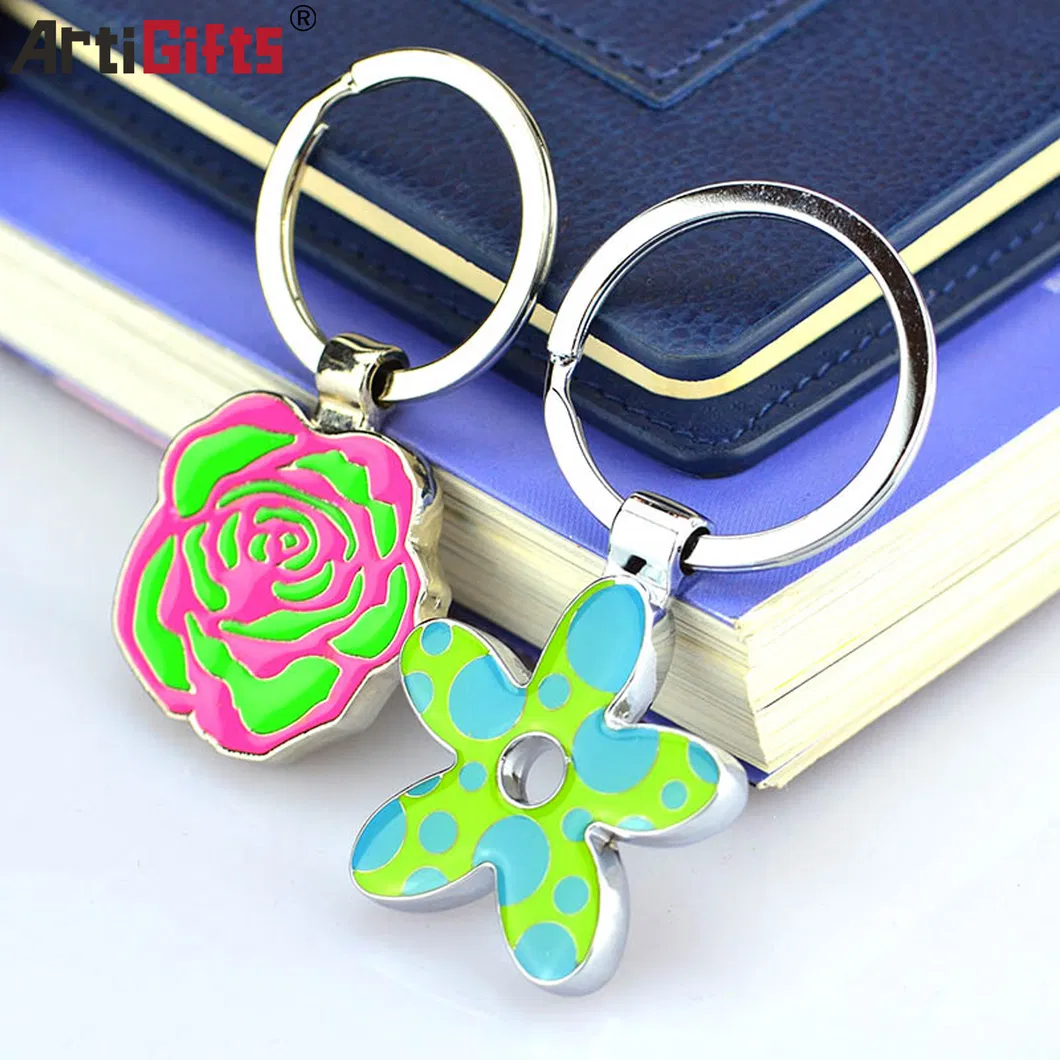 Personalised Colored Flower Metal Key Chain Key Holder