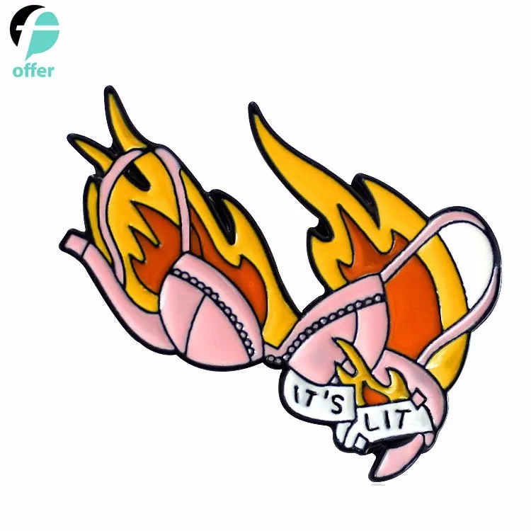 Pink Bra Brooch Sexy Hot Lace Underwear Desire Combustion Couple Badge Lapel Backpack Denim Enamel Pin Female Jewelry Gifts