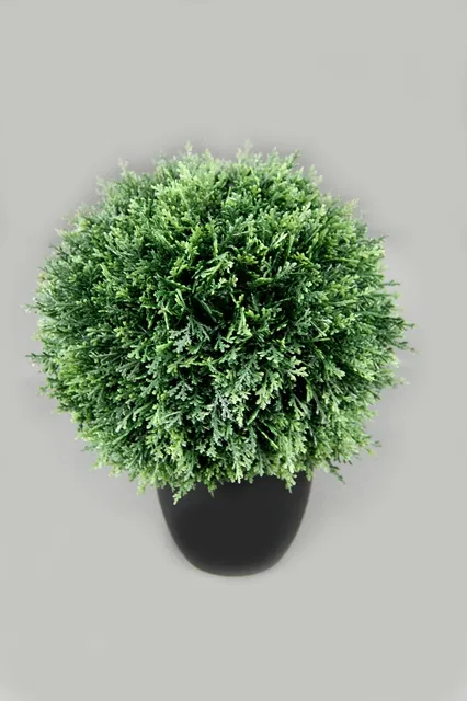 Plastic Cedar Ball Black Pot Artificial Bonsai Plant for Home Decoration (50870)