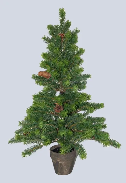 Plastic PE Artificial Plant American Pine Tree with Cone in Pot for Christmas Decoration (48820)