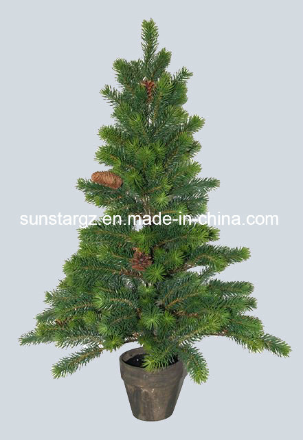 Plastic PE Artificial Plant American Pine Tree with Cone in Pot for Christmas Decoration ( 48820 )
