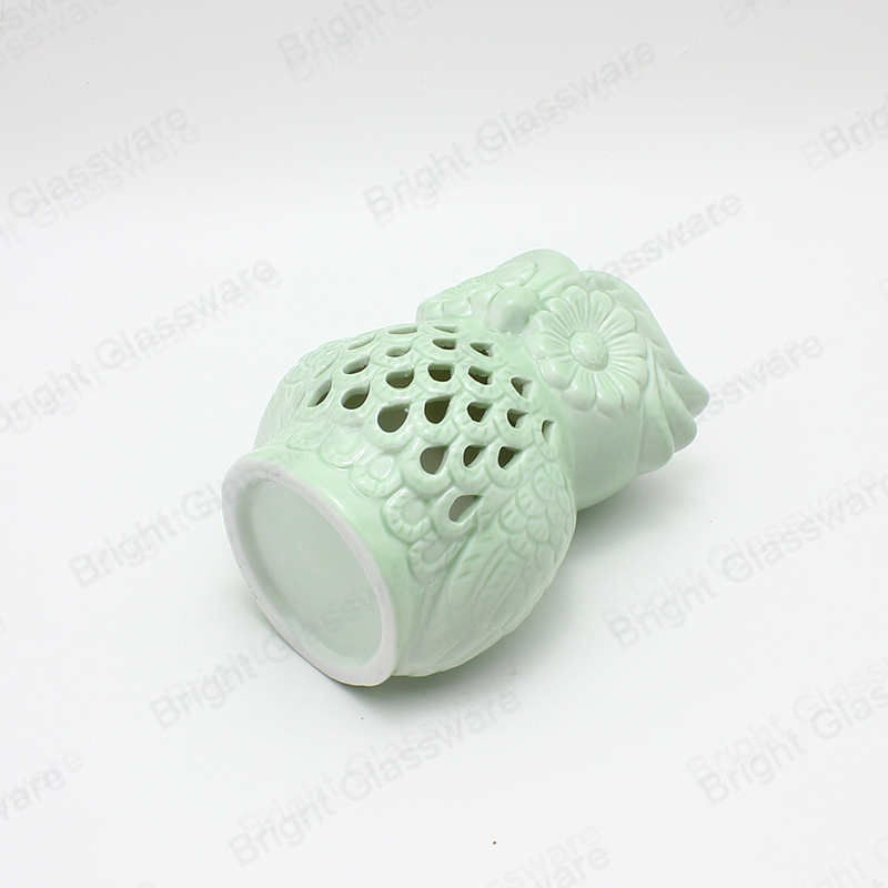 Pretty Ceramic Candle Holder Owl Shape Hollow Ceramic Candle Candle Holder for Bulk Sell