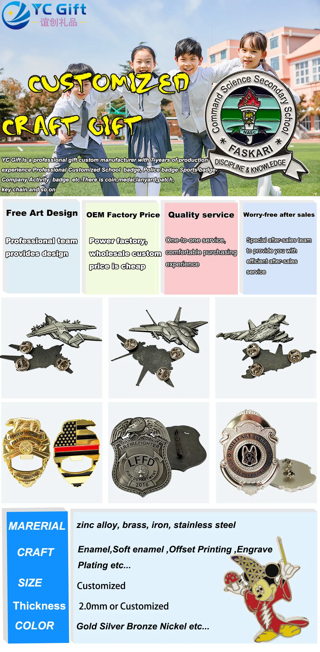 Professional Custom Police Badges Metal Emblem Soft Hard Enamel Wave Fashion Decoration Accessories Logo Lapel Pin Promotion Craft for Souvenir Gift (BG61-A)