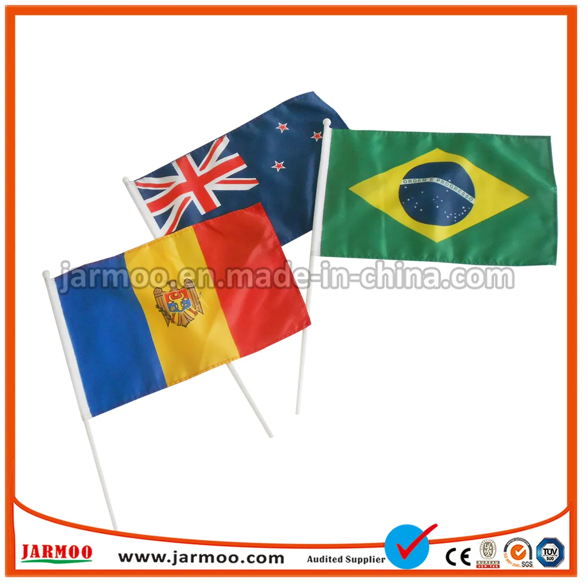 Promotional Digital Printing Custom Sport Hand Flag Handheld Waving Flag