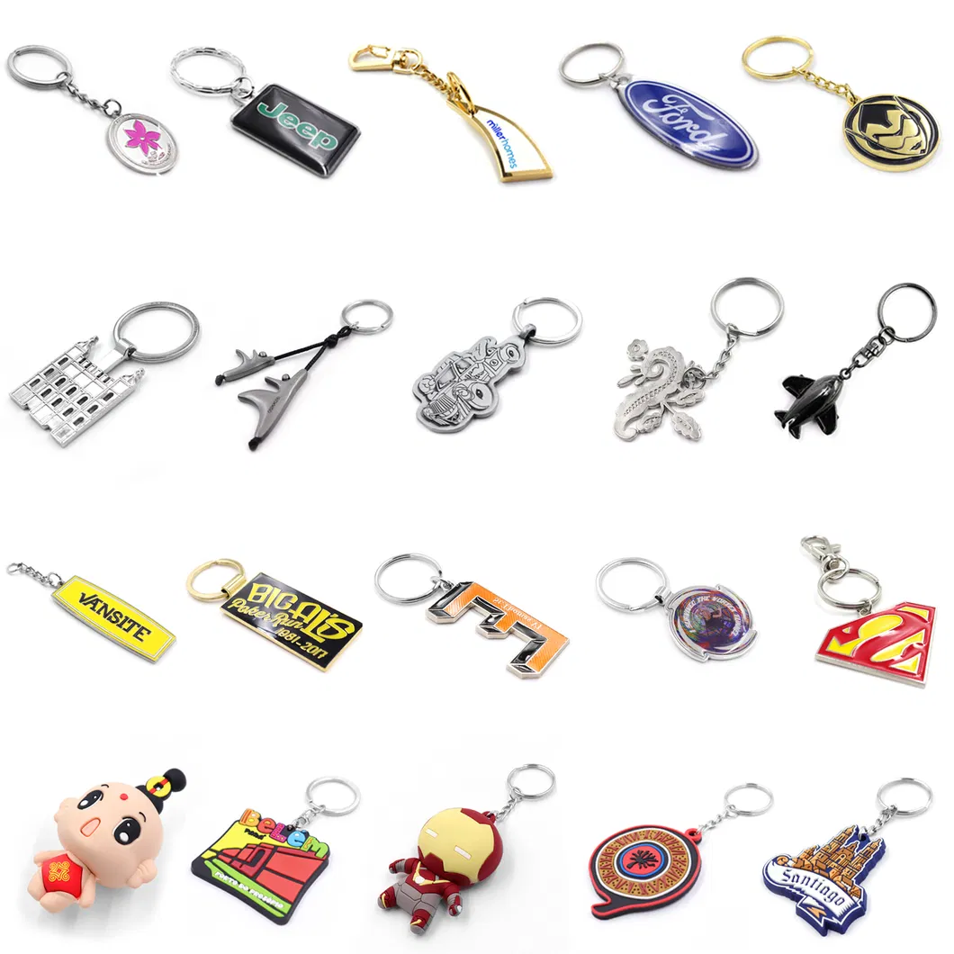 Promotional Gift Free Sample Custom PVC Car Key Chain Metal Printing Enamel Cartoon Keychain