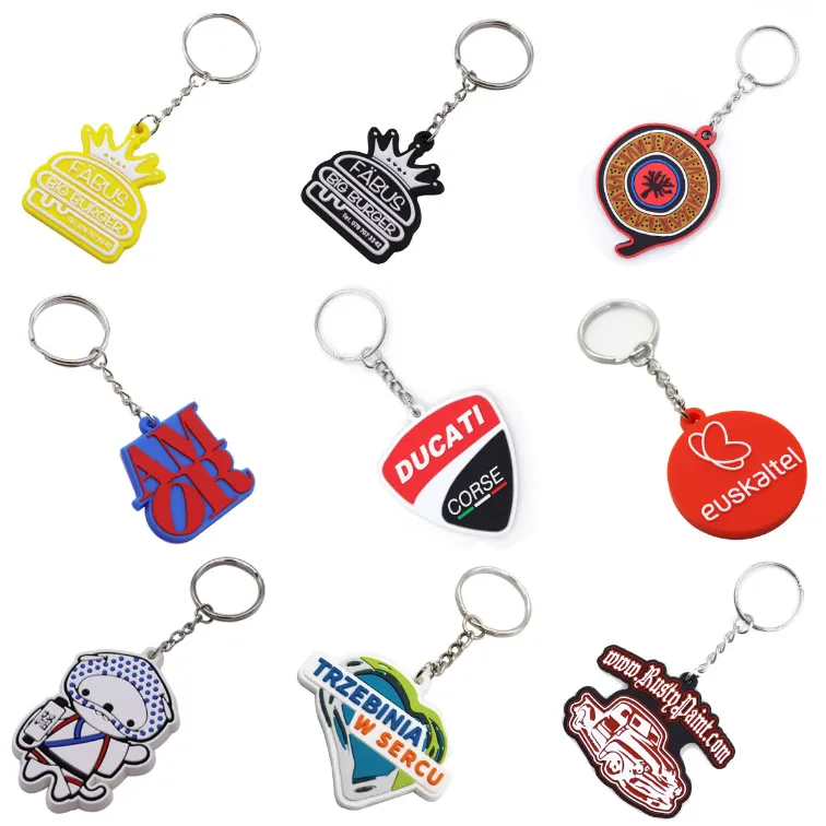 Promotional Gift Free Sample Custom PVC Car Key Chain Metal Printing Enamel Cartoon Keychain