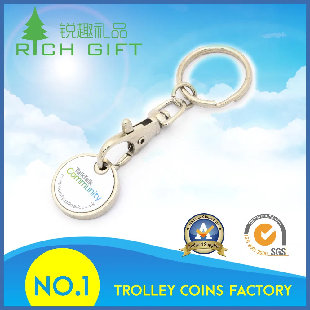 Promotional Gift Metal Soft Enamel Trolley Key Chain Keyring Keyholder Coin with Soft Enamel