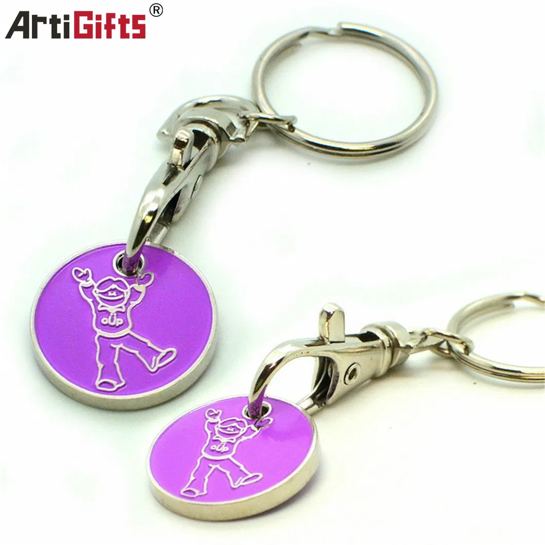 Promotional Low Prices Custom Logo Trolley Coin Keychain