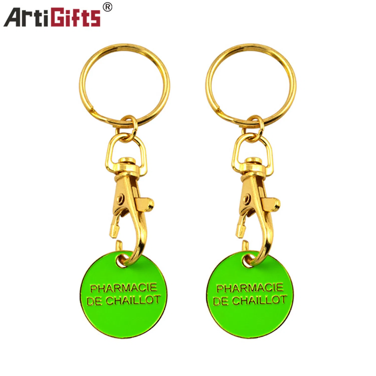 Promotional Low Prices Custom Logo Trolley Coin Keychain