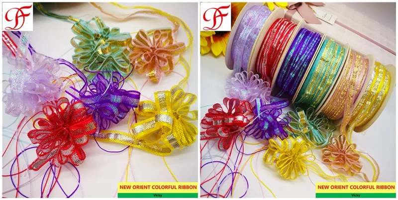 Pull Organza Ribbon with Pull Strings in The Center Double/Single Face Satin Ribbon Sheer Organza Ribbon Taffeta Gingham Hemp Ribbon Metallic Ribbon