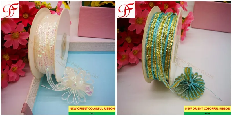 Pull Organza Ribbon with Pull Strings in The Center Double/Single Face Satin Ribbon Sheer Organza Ribbon Taffeta Gingham Hemp Ribbon Metallic Ribbon