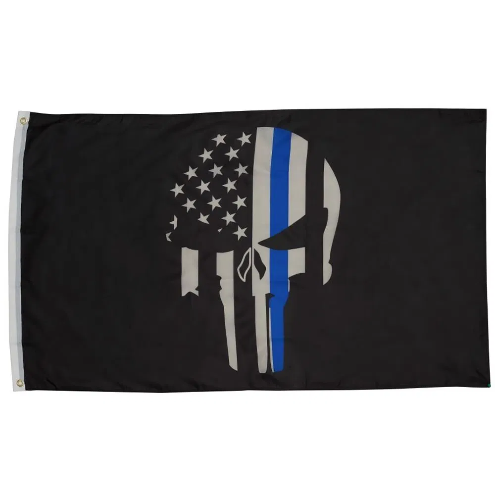 Punisher Police Flags 3X5 Outdoor- Skull Flag Honoring Law Enforcement Police Officer Outside Indoor