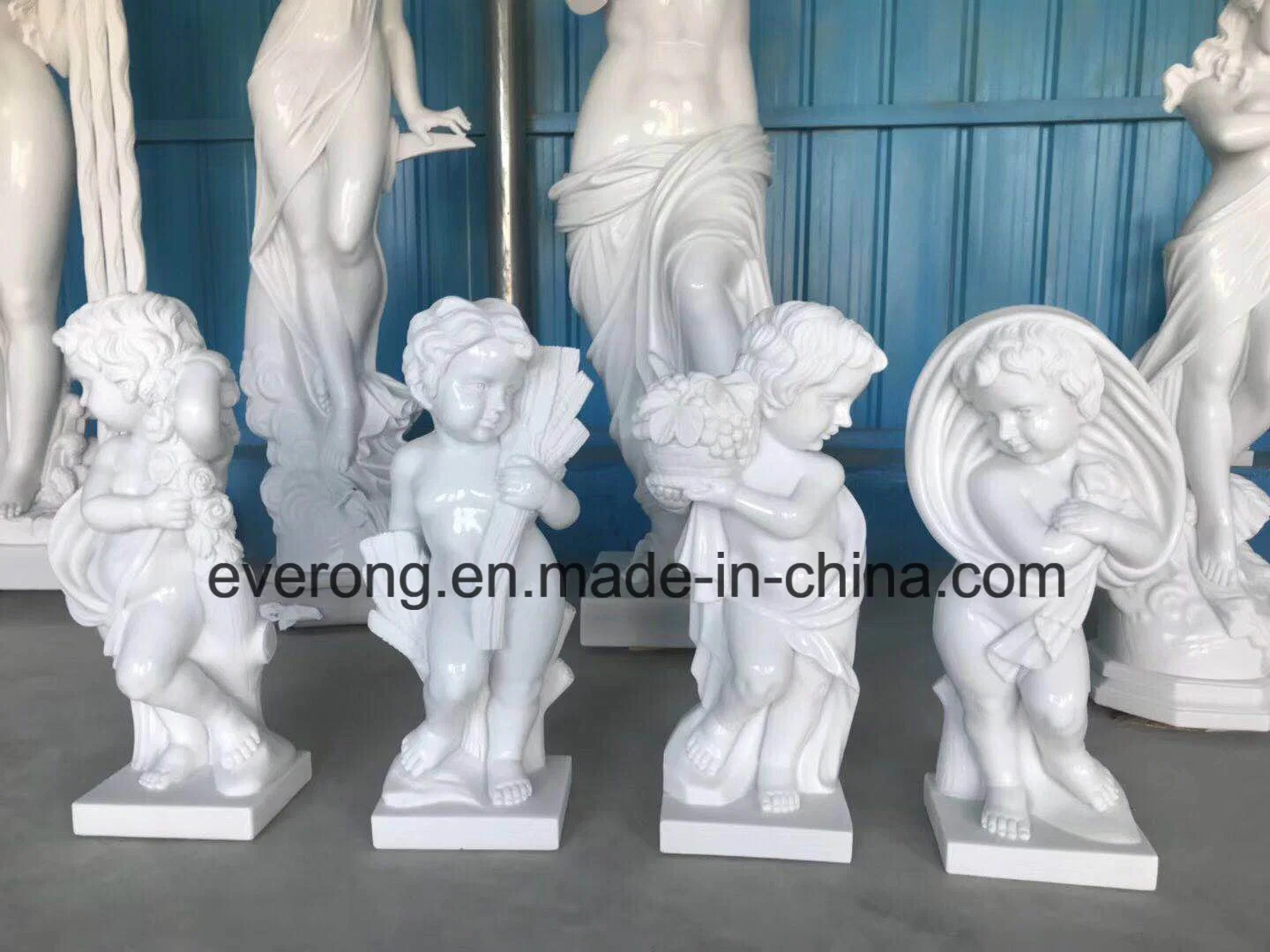 Pure White Stone Baby Angel Carving Marble Cherub Sculpture/ Statue for Garden Decoration