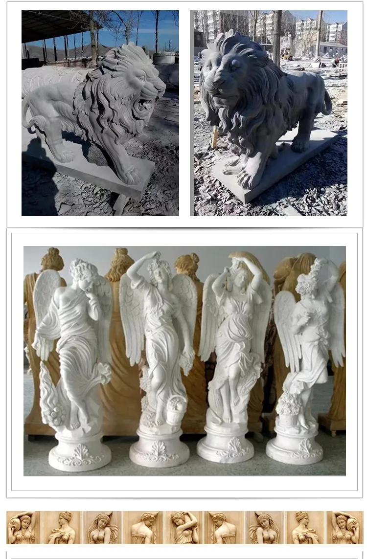 Pure White Stone Baby Angel Carving Marble Cherub Sculpture/ Statue for Garden Decoration