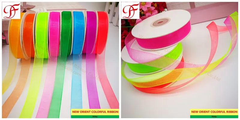 Sheer Organza Ribbon with Plastic and Paper Flange Packing Grosgrain Satin Petersham Gingham Metallic Ribbon for Gifts/Wrapping/Garments Accessory
