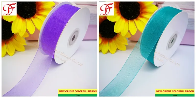 Sheer Organza Ribbon with Plastic and Paper Flange Packing Grosgrain Satin Petersham Gingham Metallic Ribbon for Gifts/Wrapping/Garments Accessory