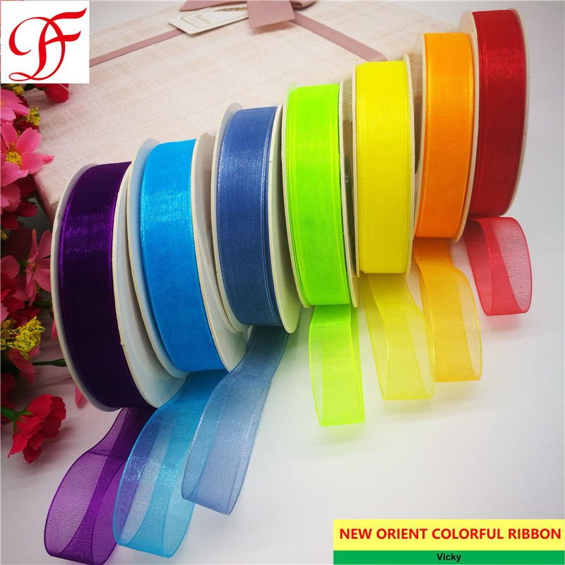 Sheer Organza Ribbon with Plastic and Paper Flange Packing Grosgrain Satin Petersham Gingham Metallic Ribbon for Gifts/Wrapping/Garments Accessory