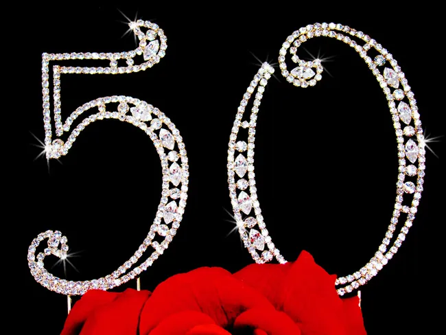 Sparkly Vintage Number Wedding Cake Topper Birthday Anniversary