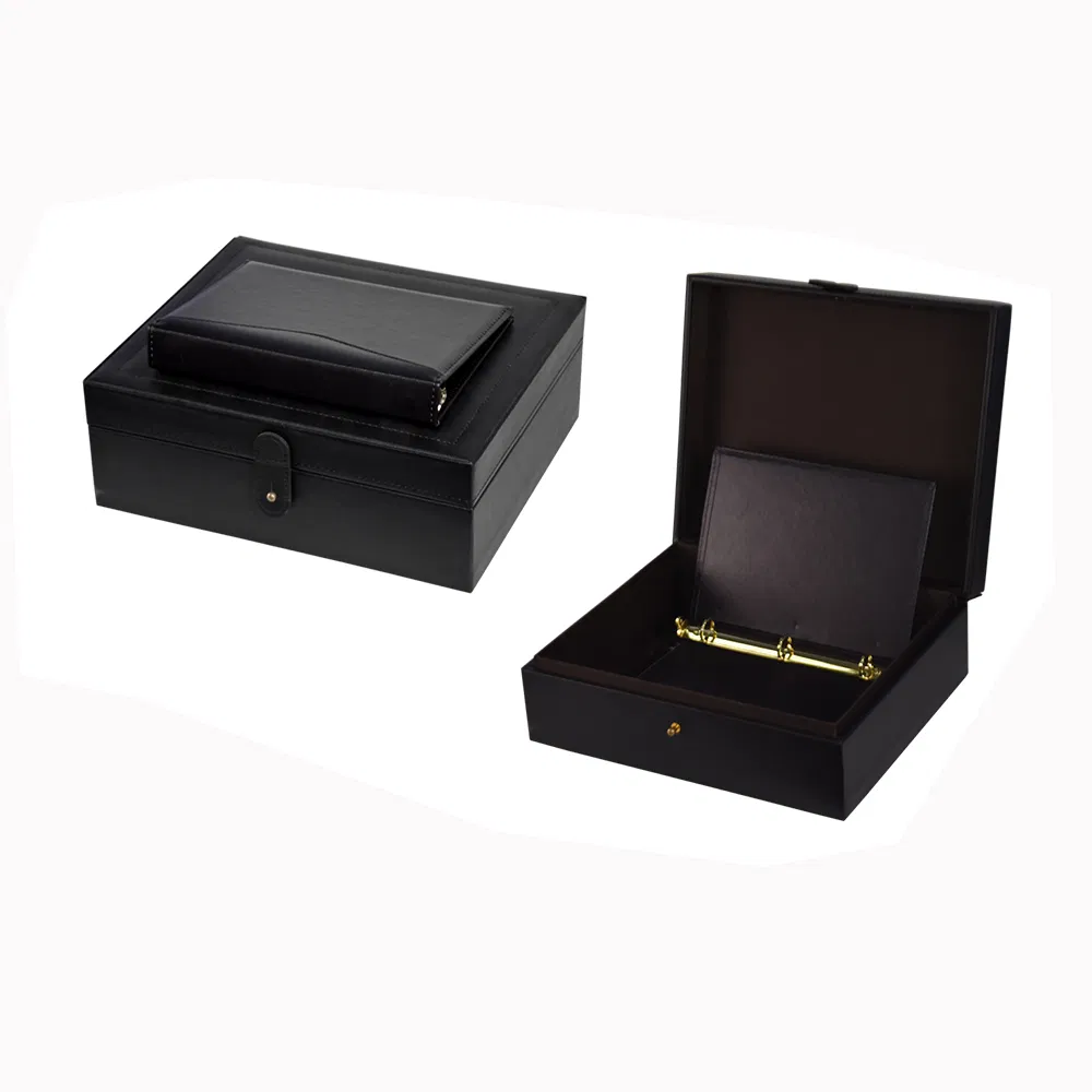 Supply Fashion High-End Wooden Rectangle Shape Black Leather Photo Album