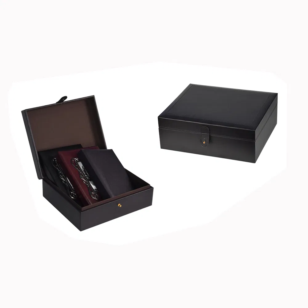 Supply Fashion High-End Wooden Rectangle Shape Black Leather Photo Album