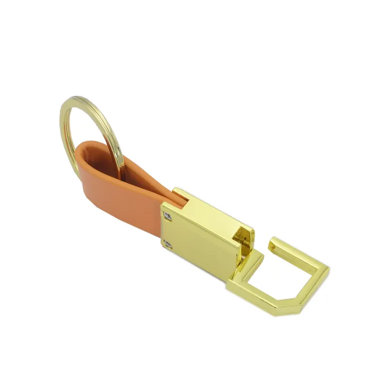 Top Sell Factory Price Leather Keychain with Metal Car Logo