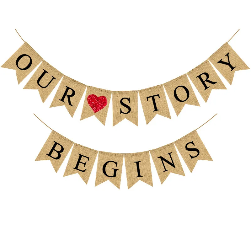 Wedding Party Decoration Garland Engagement String Flag Linen Swallowtail Flag