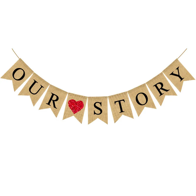 Wedding Party Decoration Garland Engagement String Flag Linen Swallowtail Flag