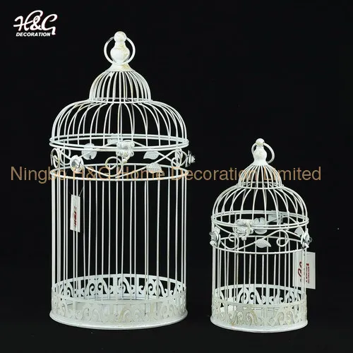 White Birdcage Metal Candle Lantern Decoration