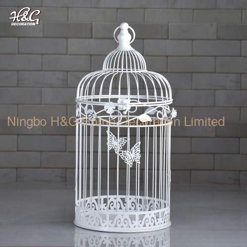 White Birdcage Metal Candle Lantern Decoration