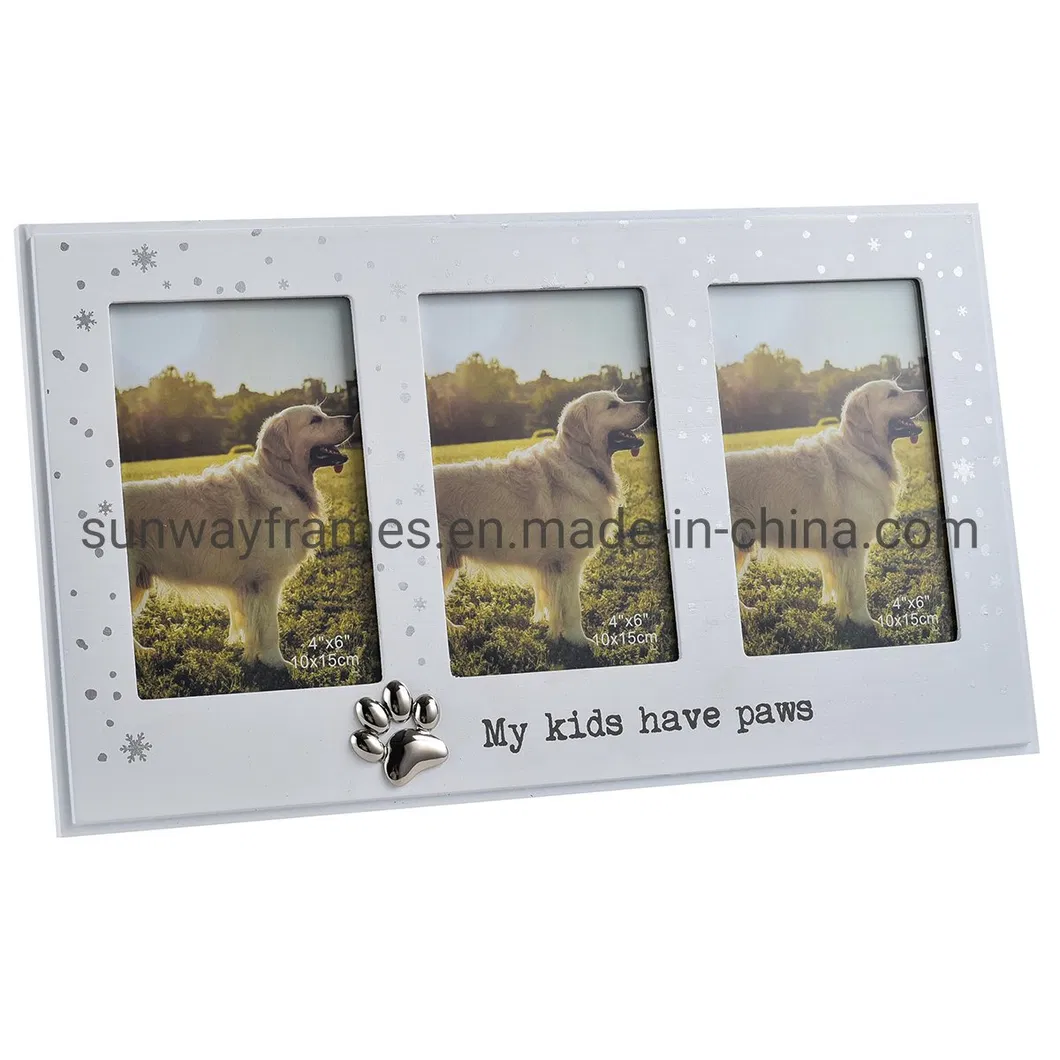 White Collage Frame with 3 Openings for 4X6 Photos