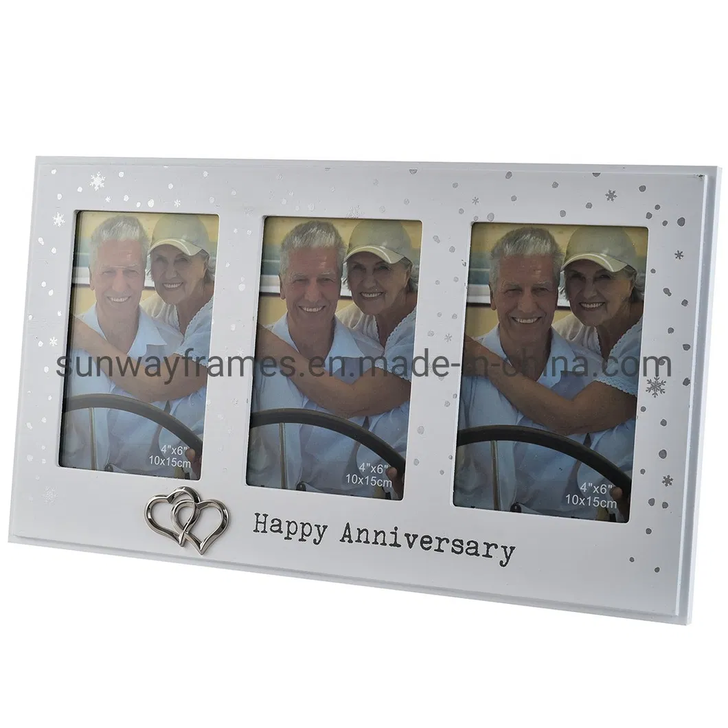 White Collage Frame with 3 Openings for 4X6 Photos