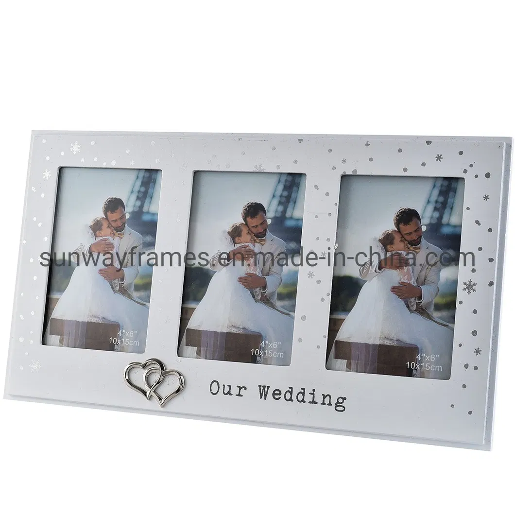 White Collage Frame with 3 Openings for 4X6 Photos