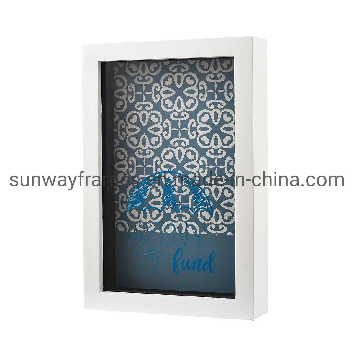 White MDF Coin Display Box with Silkscreen Glass