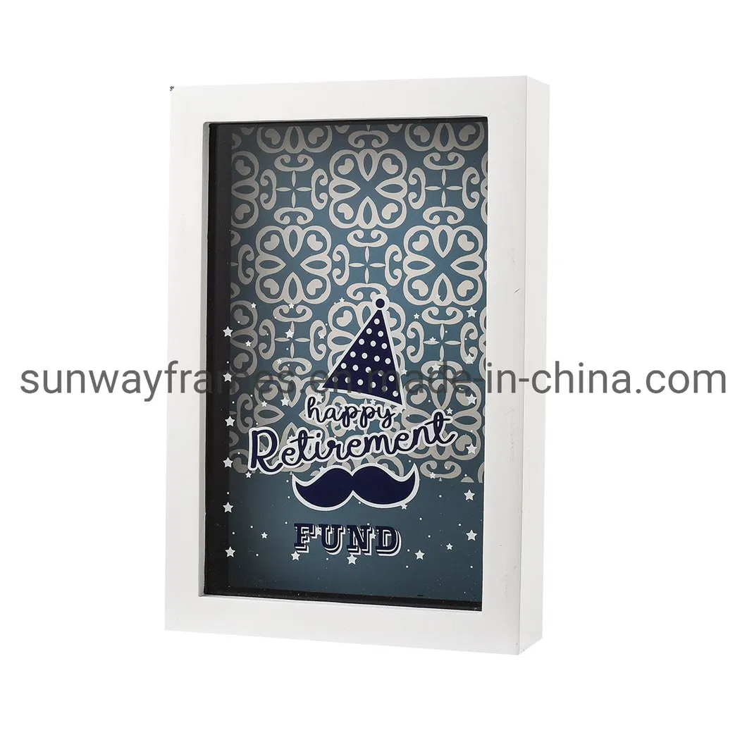 White MDF Coin Display Box with Silkscreen Glass