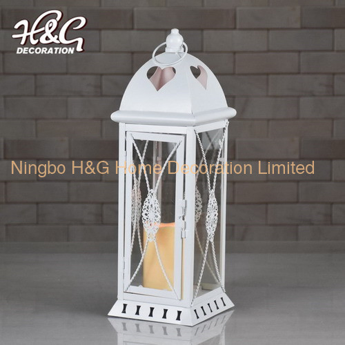 White Valentine Lantern Wedding Metal Lantern Decoration